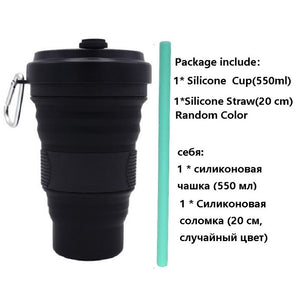 Collapsible Coffee Cup with Straw