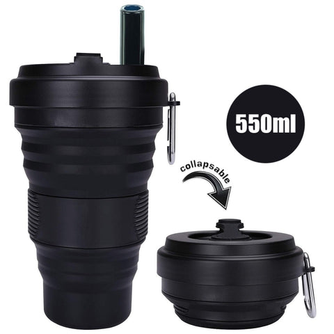 Collapsible Coffee Cup with Straw