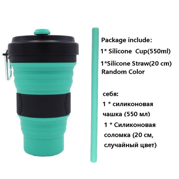 Collapsible Coffee Cup with Straw