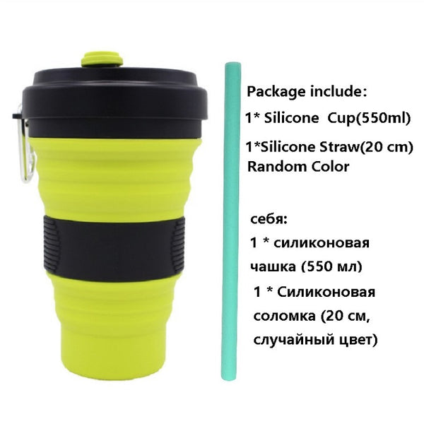 Collapsible Coffee Cup with Straw