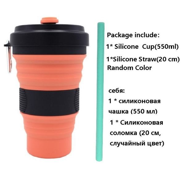 Collapsible Coffee Cup with Straw