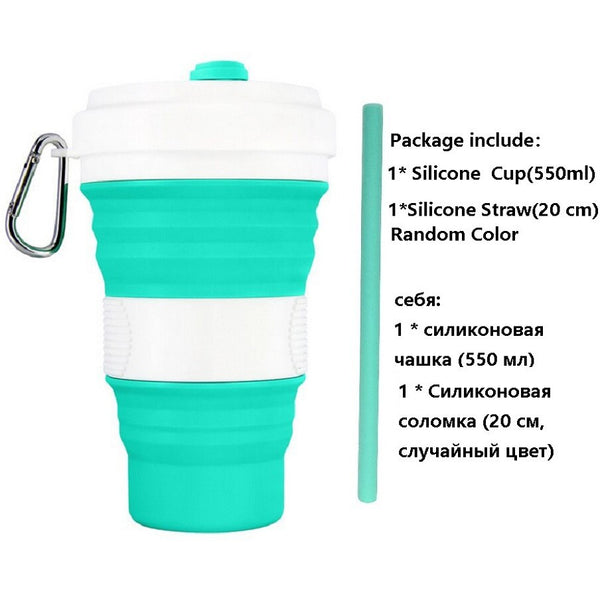 Collapsible Coffee Cup with Straw