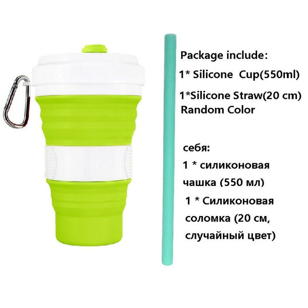 Collapsible Coffee Cup with Straw